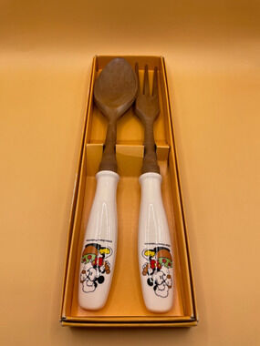 Vintage Walt Disney Mickey Mouse Salad Serving Fork and Spoon Retro